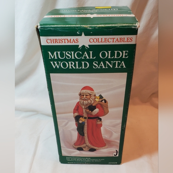 Musical Olde World Santa Claus Vtg 1991 Porcelain Figurine Stocking - Picture 8 of 13